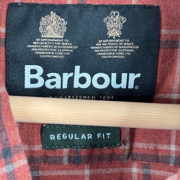 Barbour Flannel XXL Button Down Plaid Burnt Orange Rust Classic Preppy Old Money - Picture 6 of 10